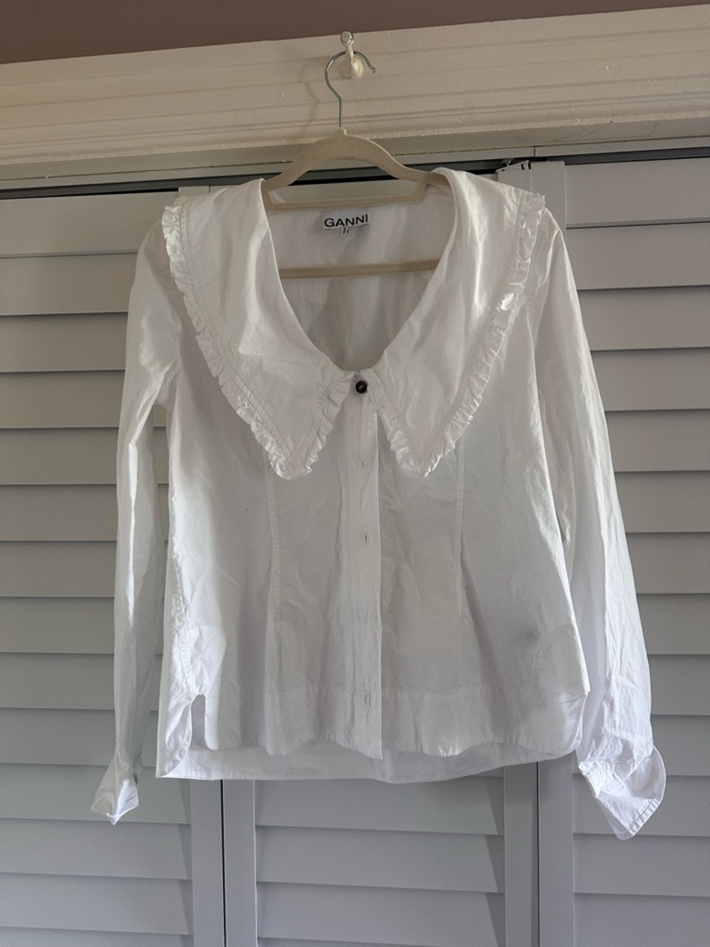 Ganni Peter Pan Collared Cotton Button Down